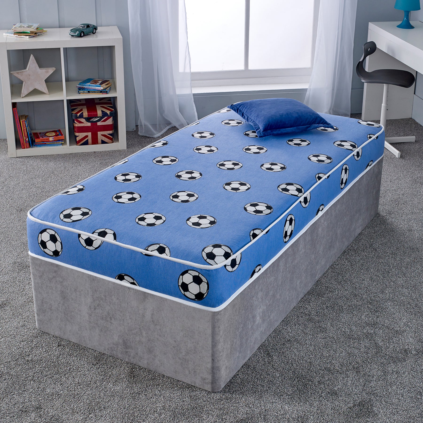 Starlight Beds™ | Children's 6" All Foam Blue Football Mattress