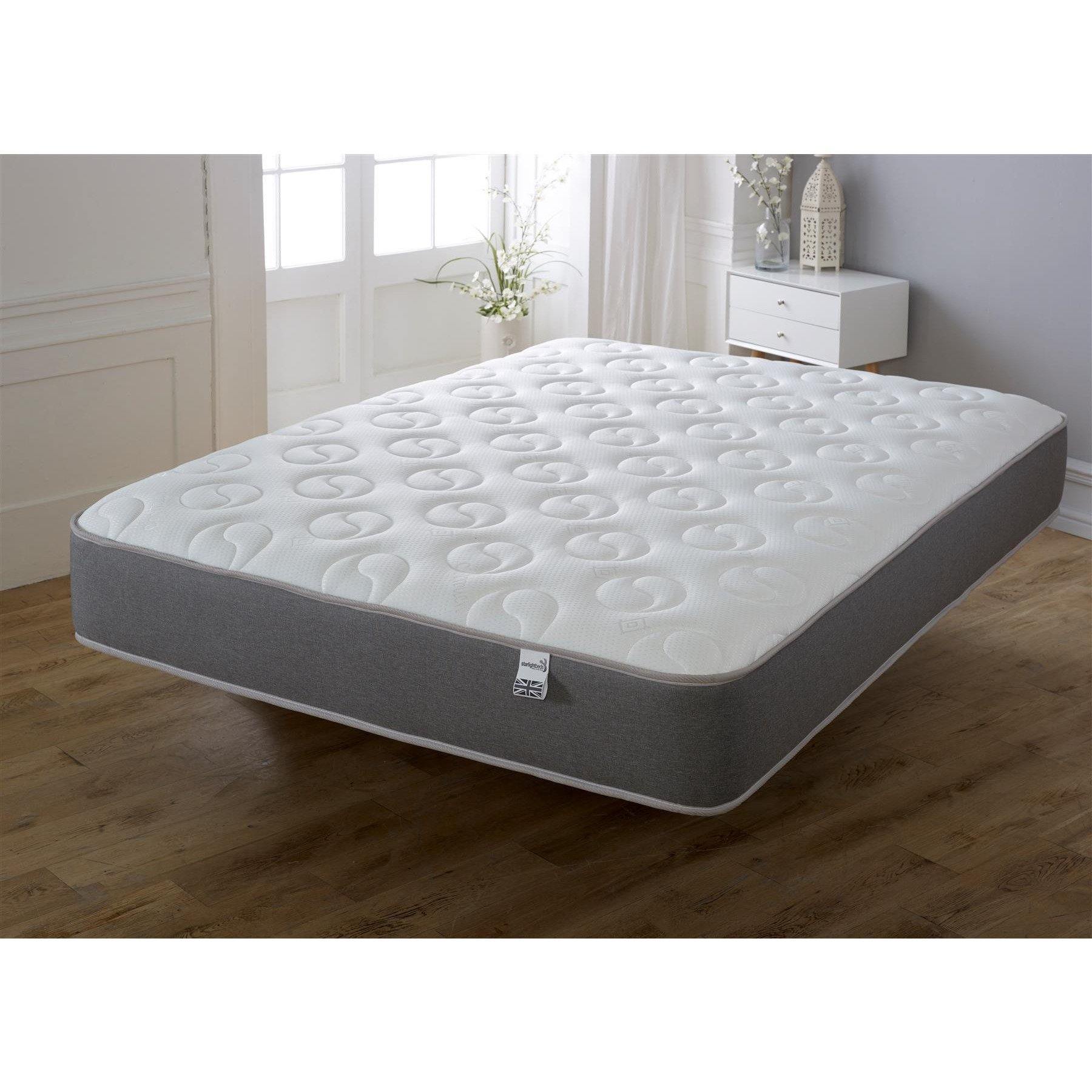 Starlight Beds Ying Yang 9 Inch Deep Sprung Memory Foam Mattress Finished with a Luxurious Soft Cool Touch Top Panel and Grey Border - Starlight Beds™