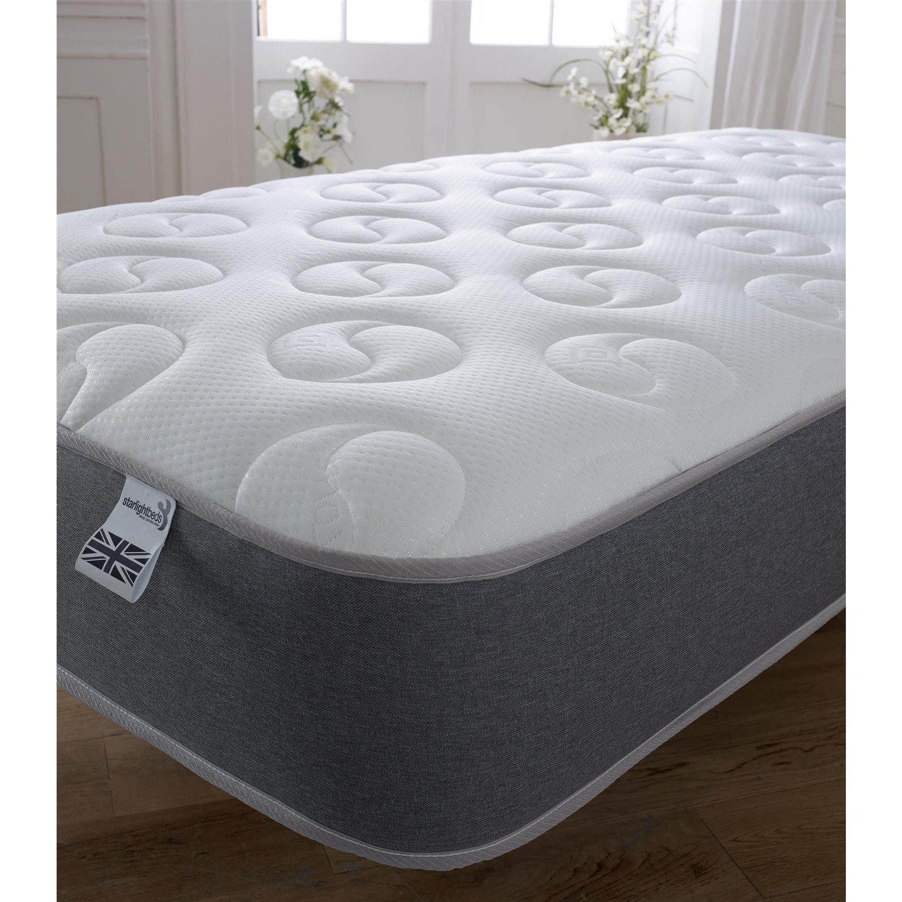 Starlight Beds Ying Yang 9 Inch Deep Sprung Memory Foam Mattress Finished with a Luxurious Soft Cool Touch Top Panel and Grey Border - Starlight Beds™