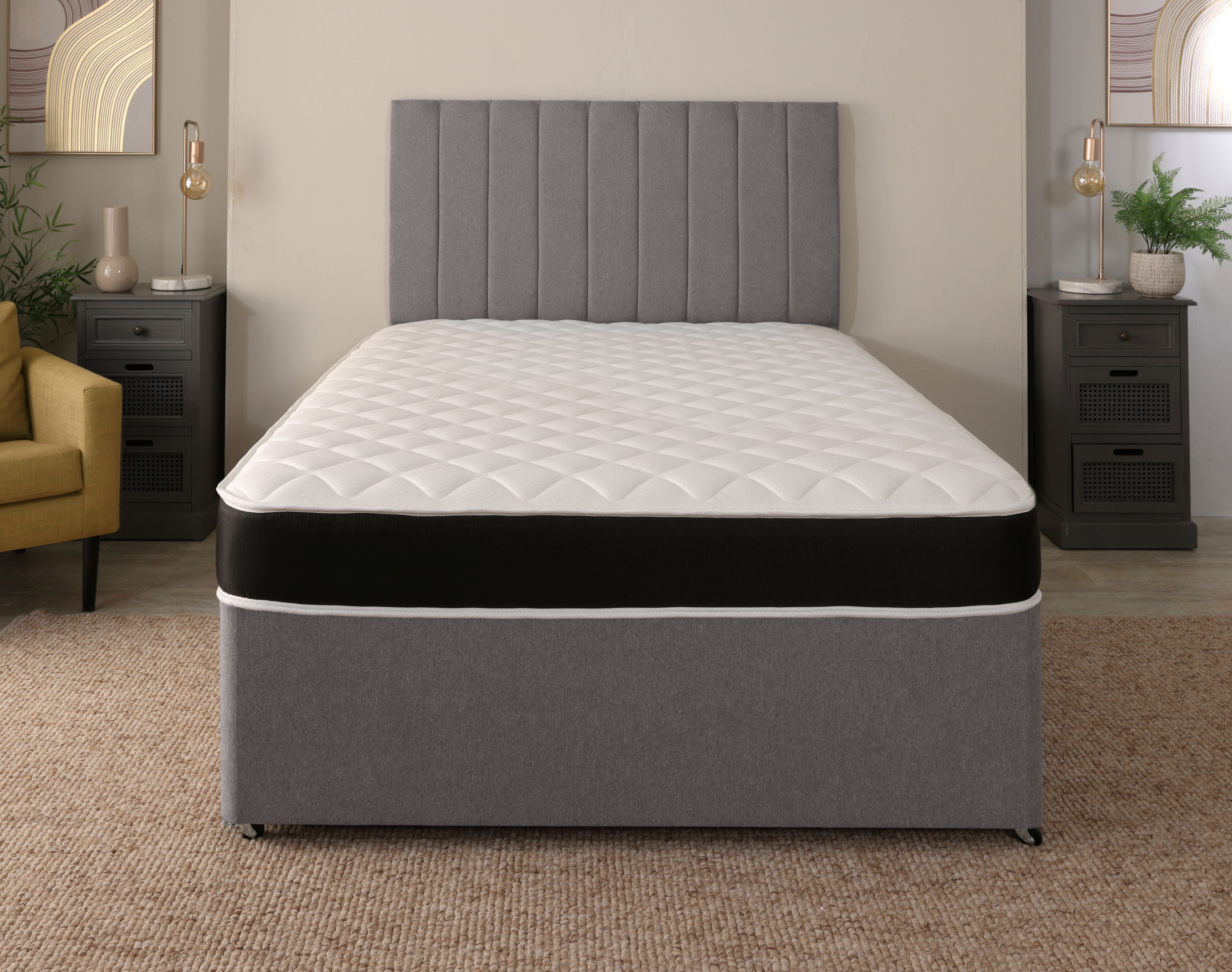 Starlight Beds™ Black Border Memory Foam & Open Coil Spring Mattress – Deep Quilted Comfort