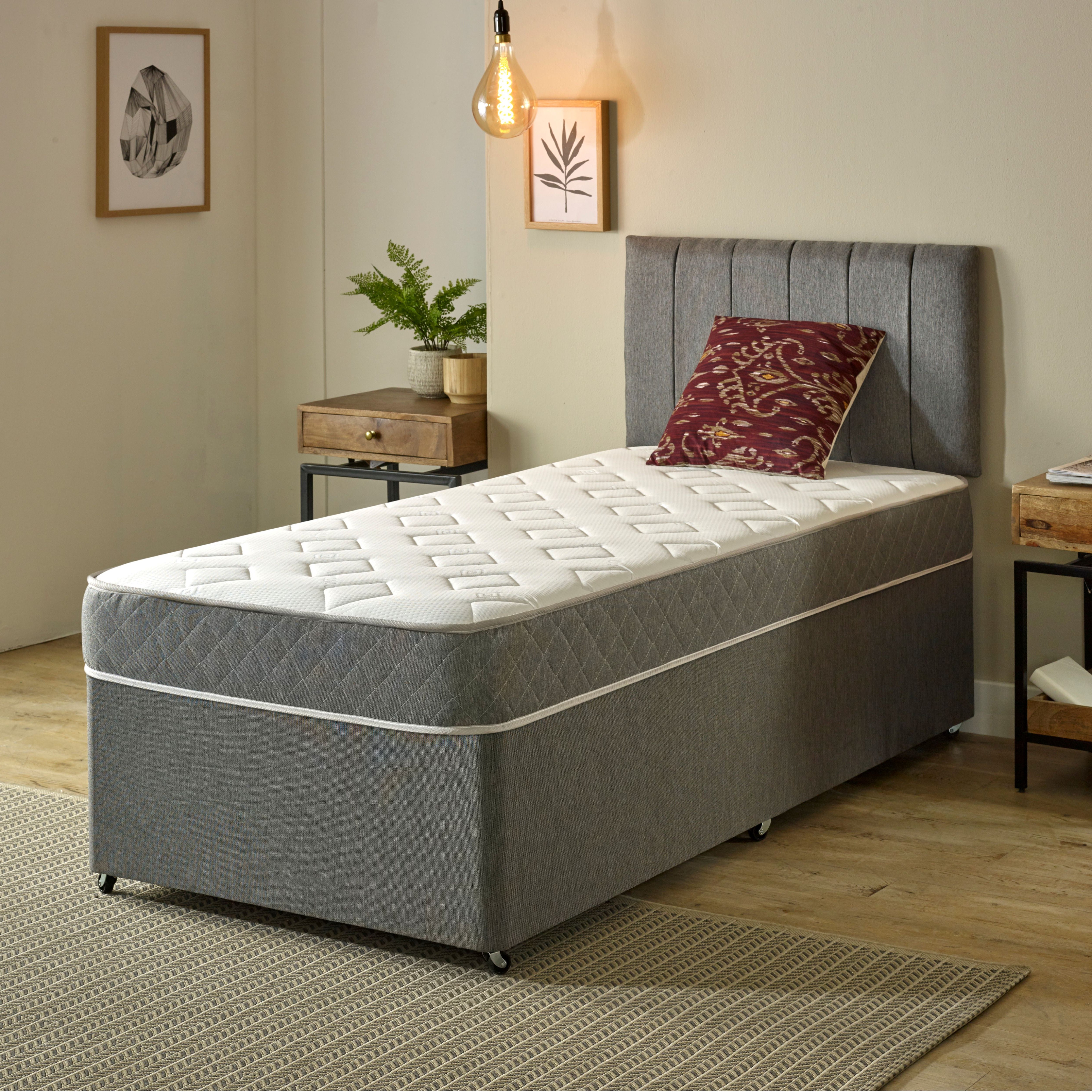 Starlight Beds™ Grey Jump Jack Hybrid Mattress – Cool Touch Memory Foam & Spring Comfort with Diamond Quilted Design