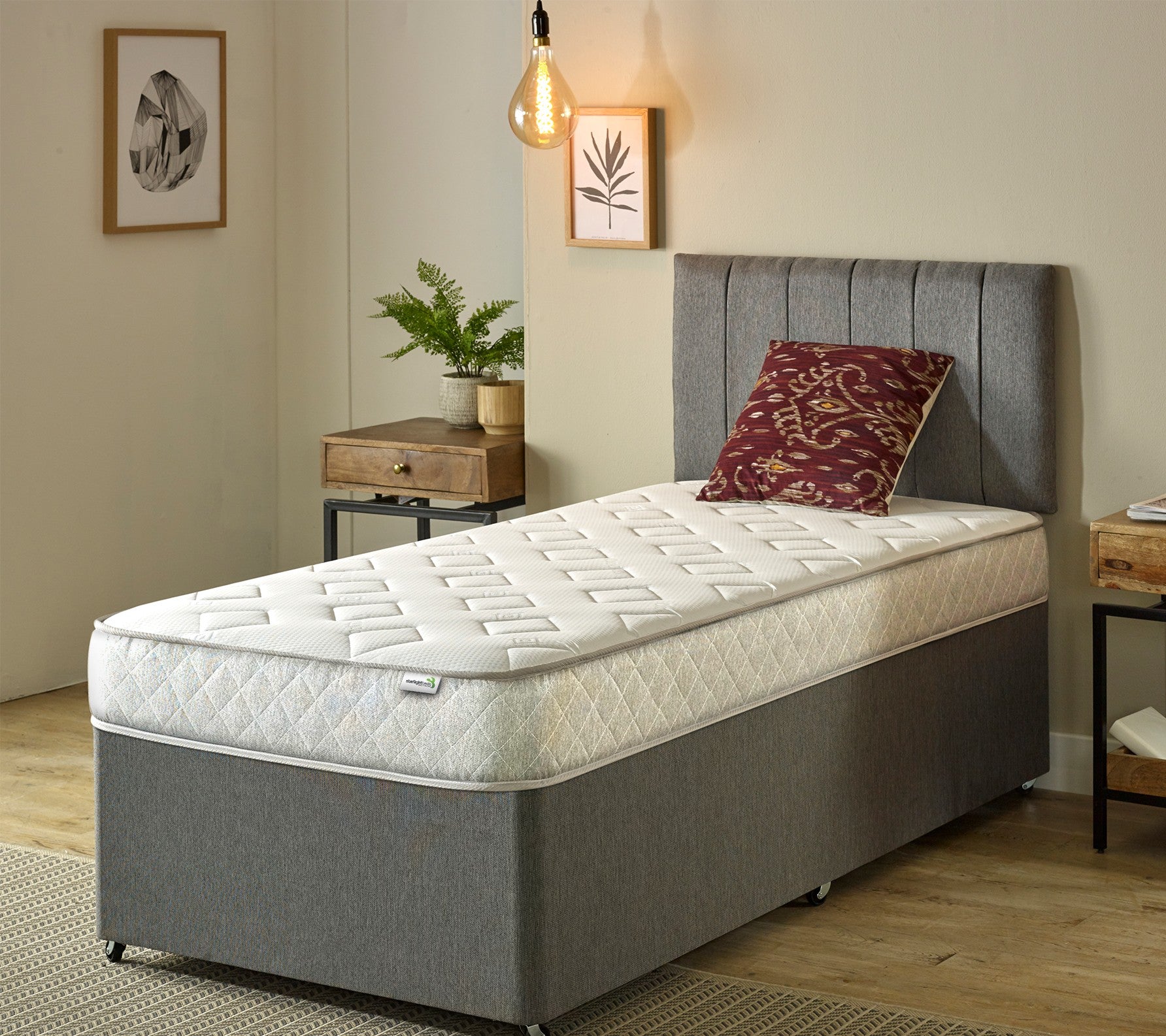 Starlight Beds™ White Jump Jack Hybrid Mattress – Cool Touch Memory Foam & Spring Comfort with Diamond Quilted Design