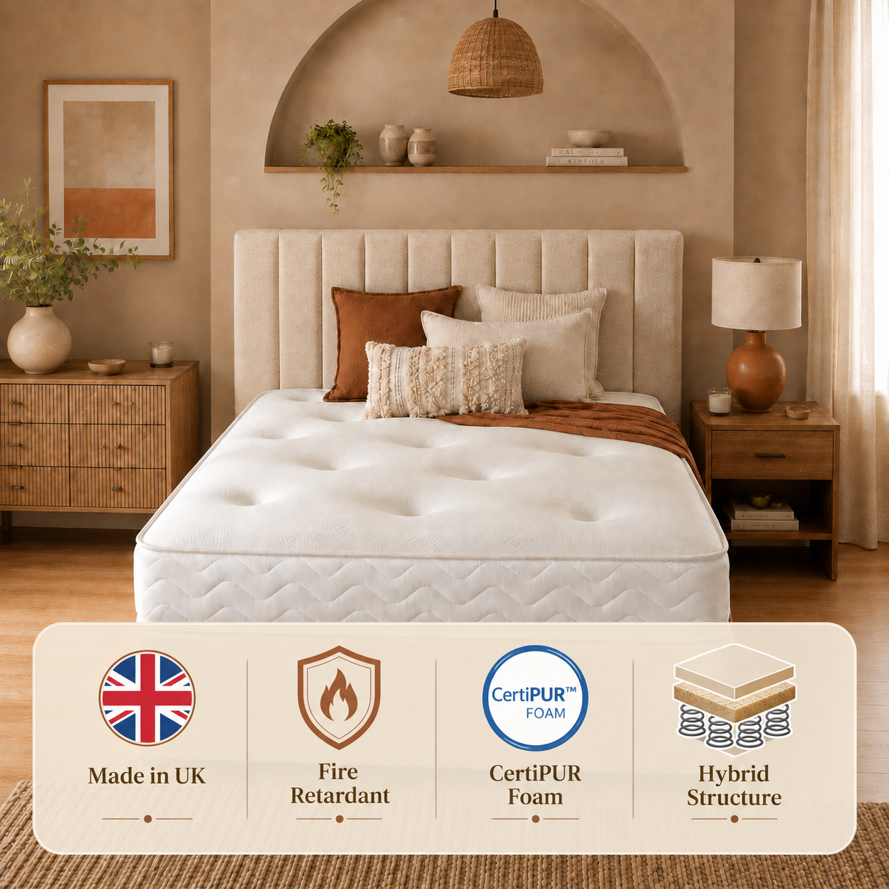 Galaxy Tufted Hybrid Memory Foam and Open Coil Spring Mattress