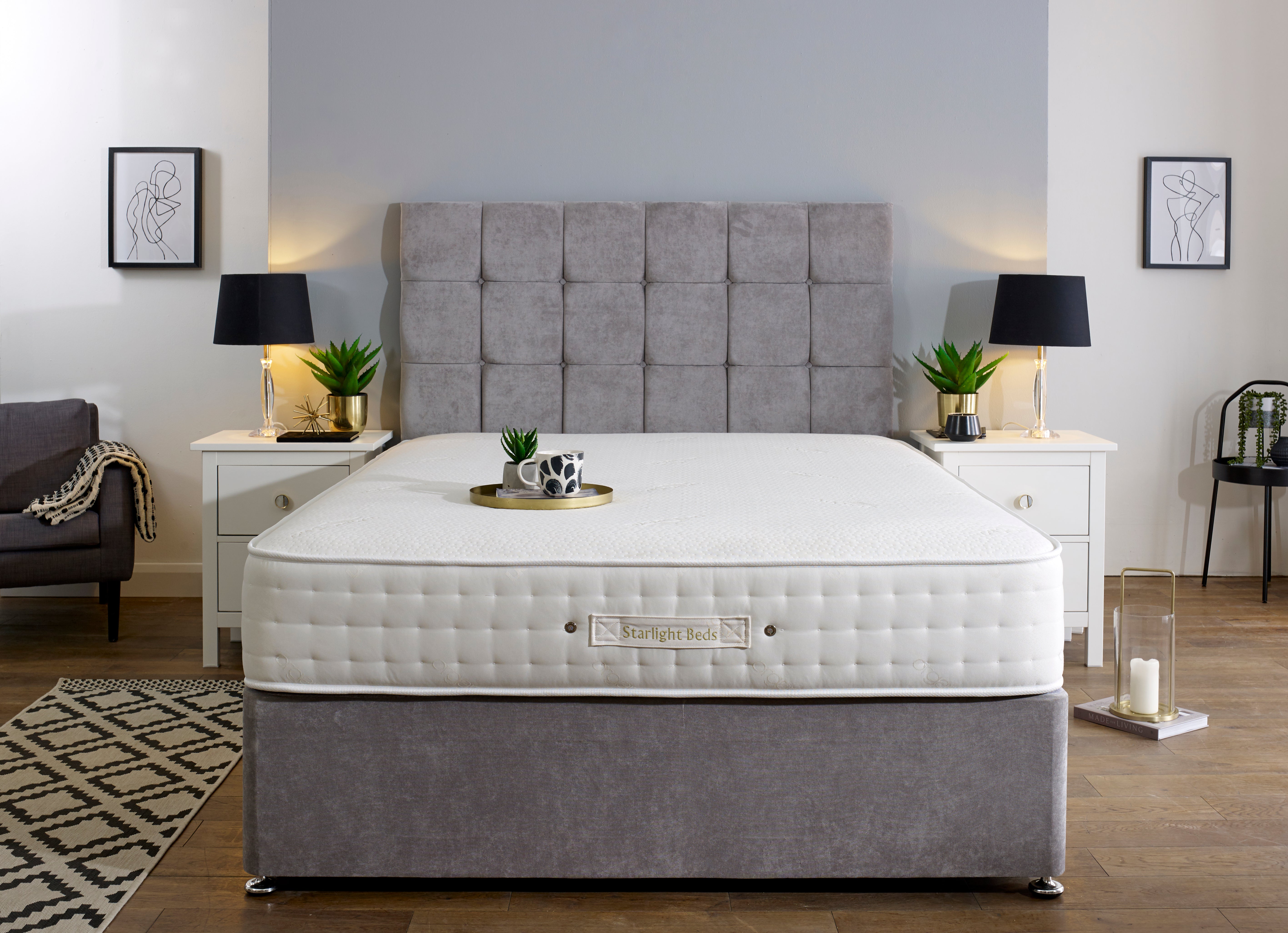 Starlight Beds 9" Pocket Sprung Mattress with Memory Foam & Cashmere Sleep Surface. Medium Firm Mattress