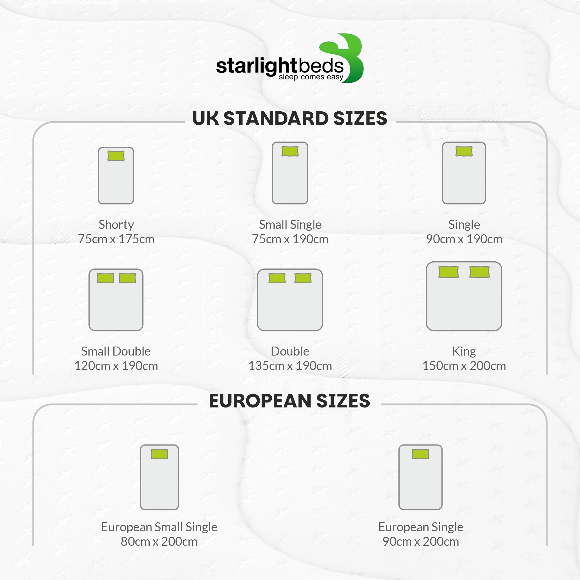 Starlight Beds™ Value Range 7" Deep Deluxe Finish Sleeping Surface Memory Foam with Spring White Mattress