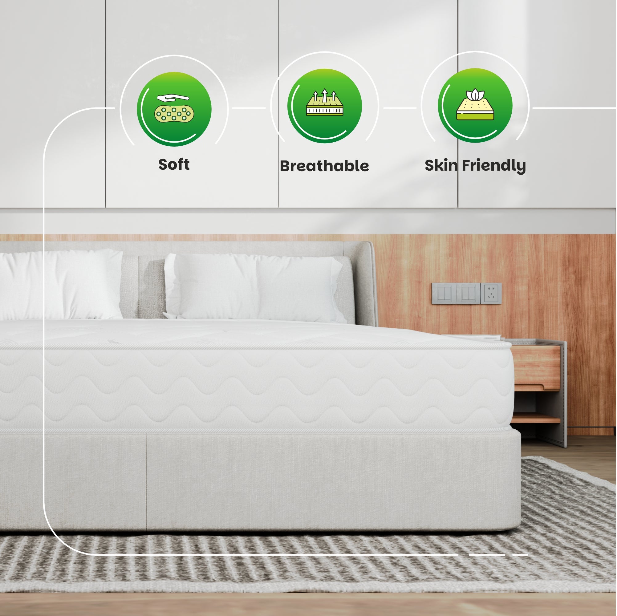 Starlight Beds™ Value Range 7" Deep Deluxe Finish Sleeping Surface Memory Foam with Spring White Mattress