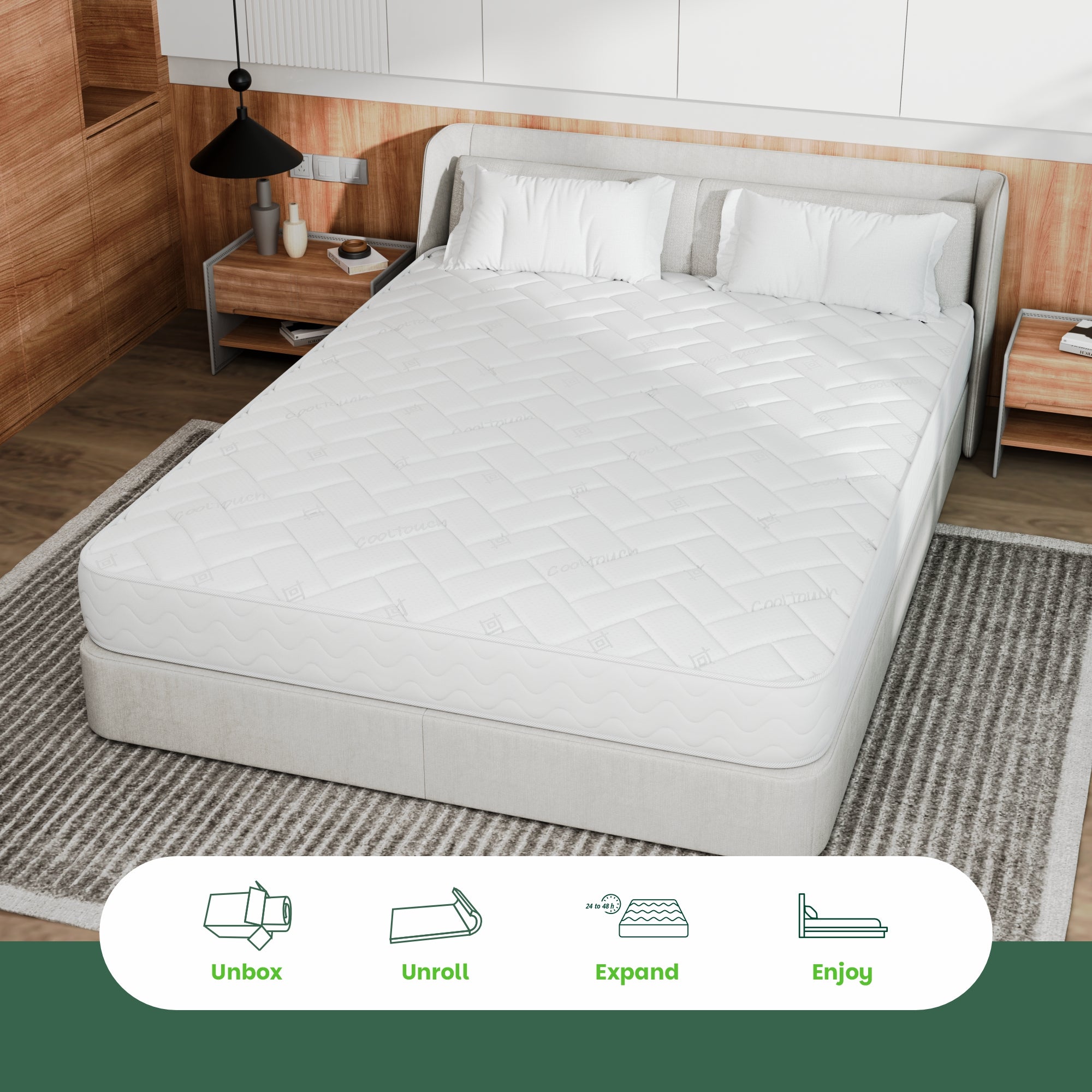 Starlight Beds™ Value Range 7" Deep Deluxe Finish Sleeping Surface Memory Foam with Spring White Mattress