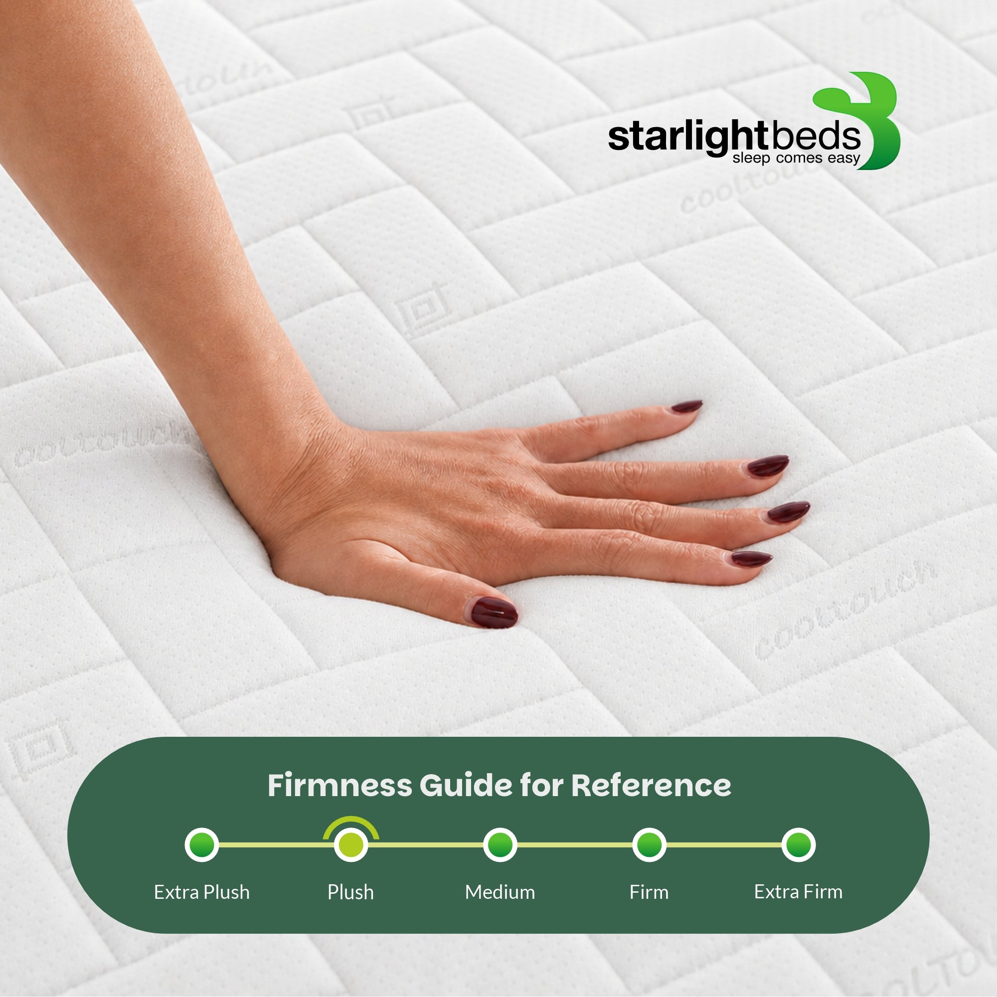 Starlight Beds™ Value Range 7" Deep Deluxe Finish Sleeping Surface Memory Foam with Spring White Mattress