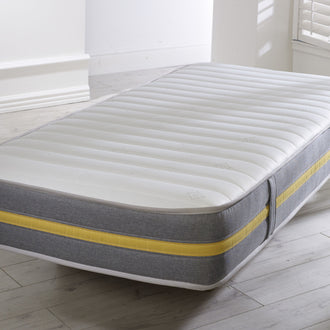 Starlight Beds™ 7" Deep Hybrid Memory Foam & Spring Mattress – Budget-Friendly Comfort. Grey, Yellow Band Design