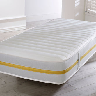 Starlight Beds™ 7" Deep Hybrid Memory Foam & Spring Mattress – Budget-Friendly Comfort. White, Yellow Band Design