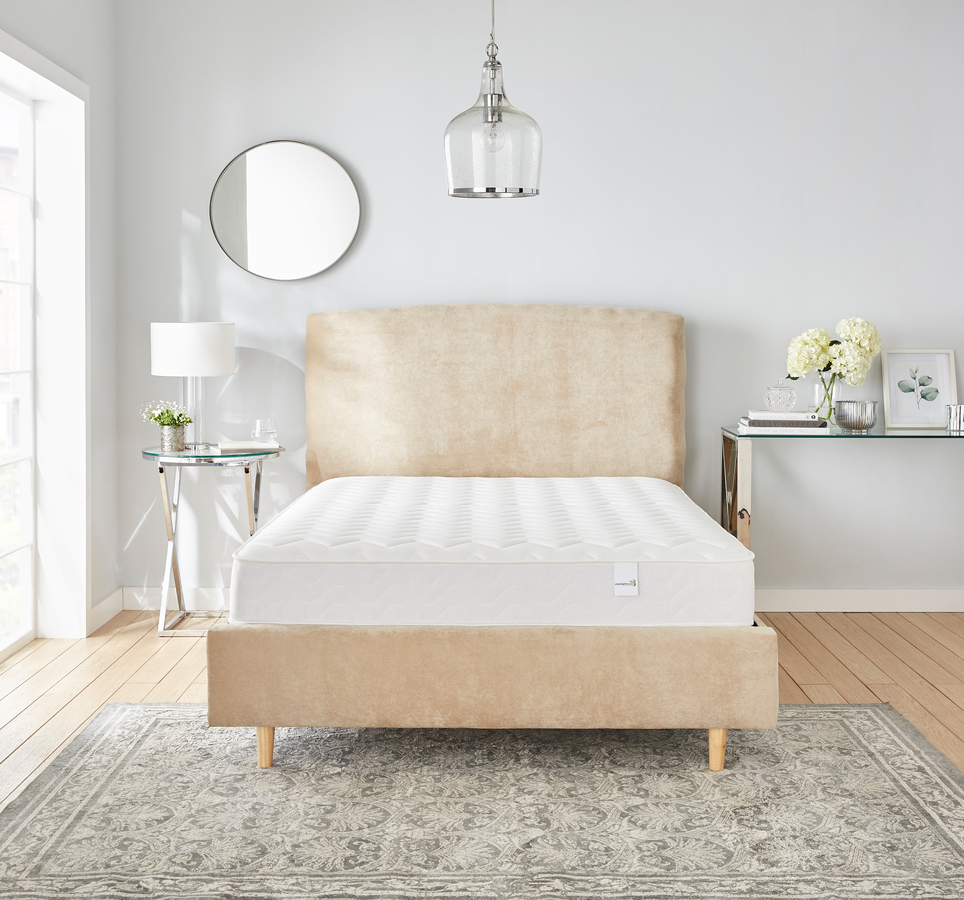 Starlight Beds™ Hydra White Zig-Zag Hybrid Mattress – Affordable Memory Foam & Open Coil Spring Comfort