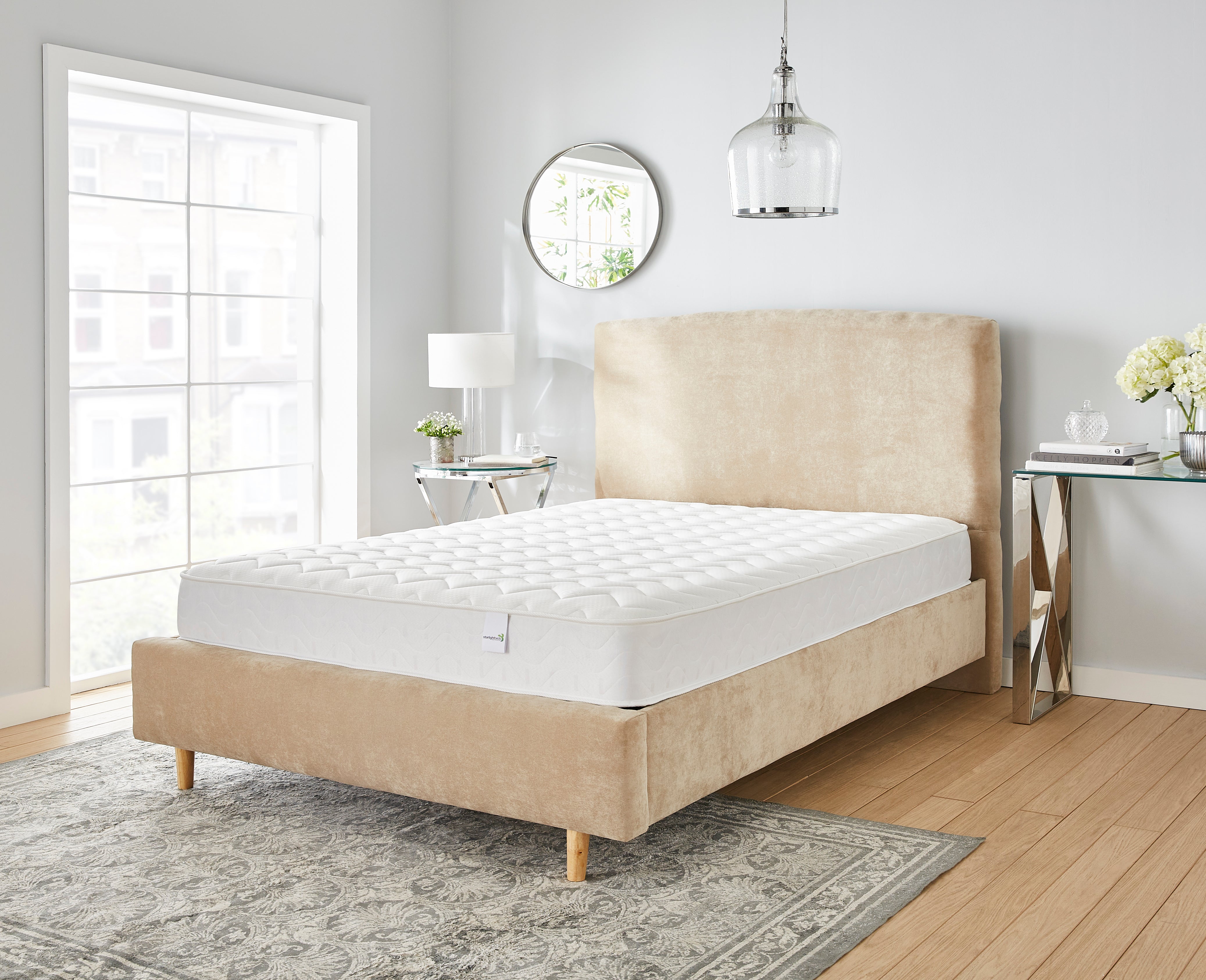 Starlight Beds™ Hydra White Zig-Zag Hybrid Mattress – Affordable Memory Foam & Open Coil Spring Comfort