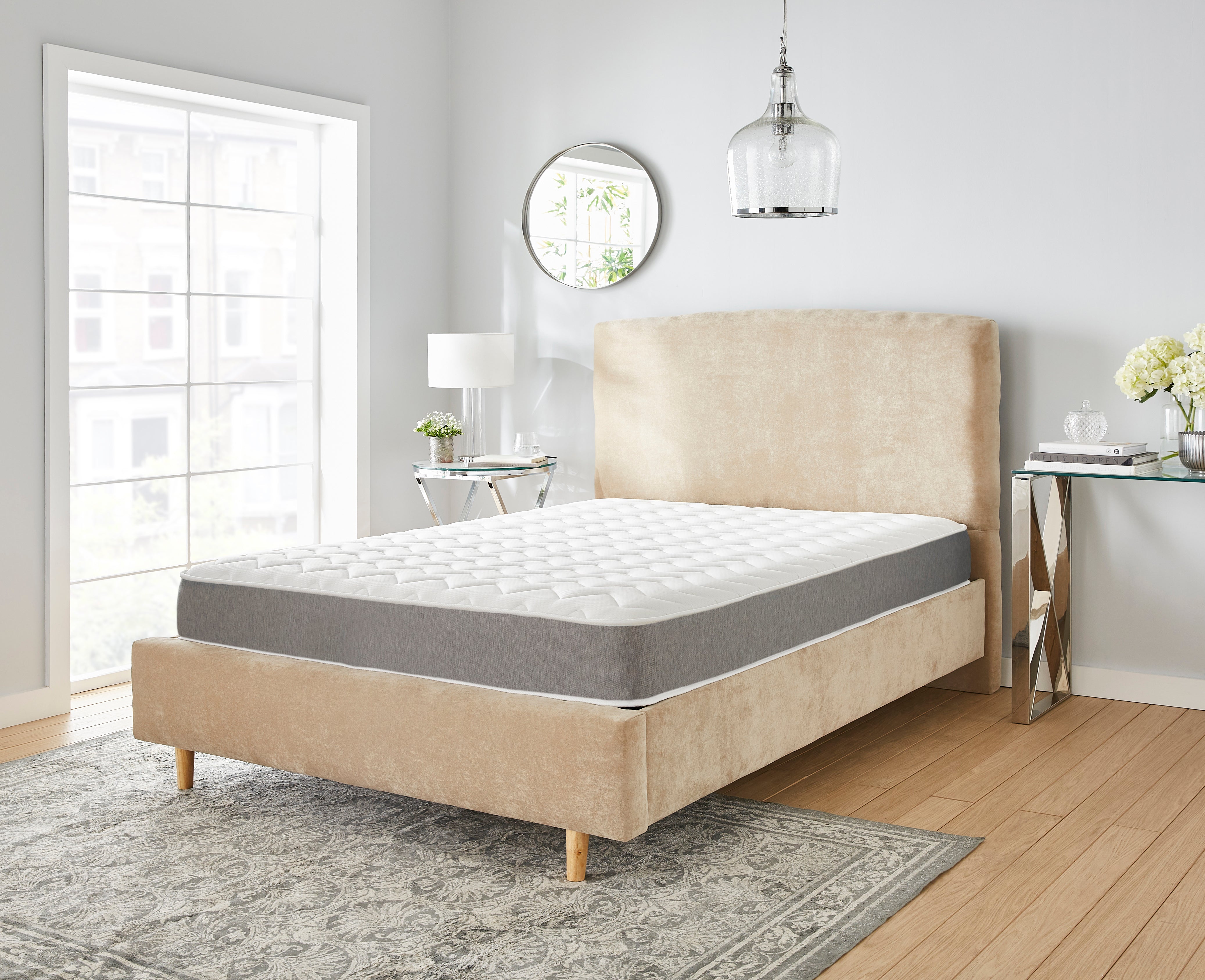 Starlight Beds™ Hydra Grey Zig-Zag Hybrid Mattress – Affordable Memory Foam & Open Coil Spring Comfort