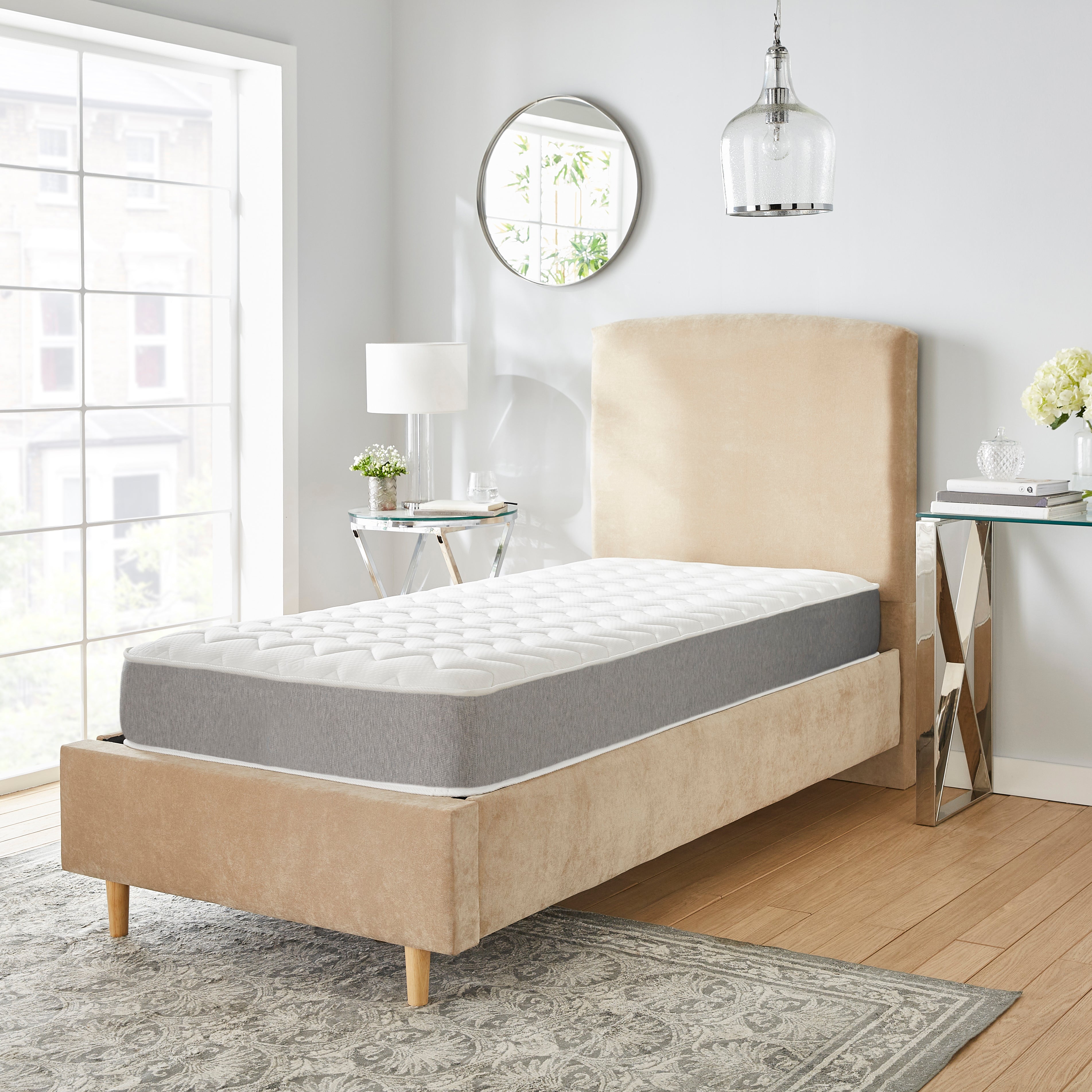 Starlight Beds™ Hydra Grey Zig-Zag Hybrid Mattress – Affordable Memory Foam & Open Coil Spring Comfort