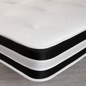 Starlight Beds™ Hand Tufted Finish 8.5" Deep Luxurious Memory Foam with Spring White and Black Mattress