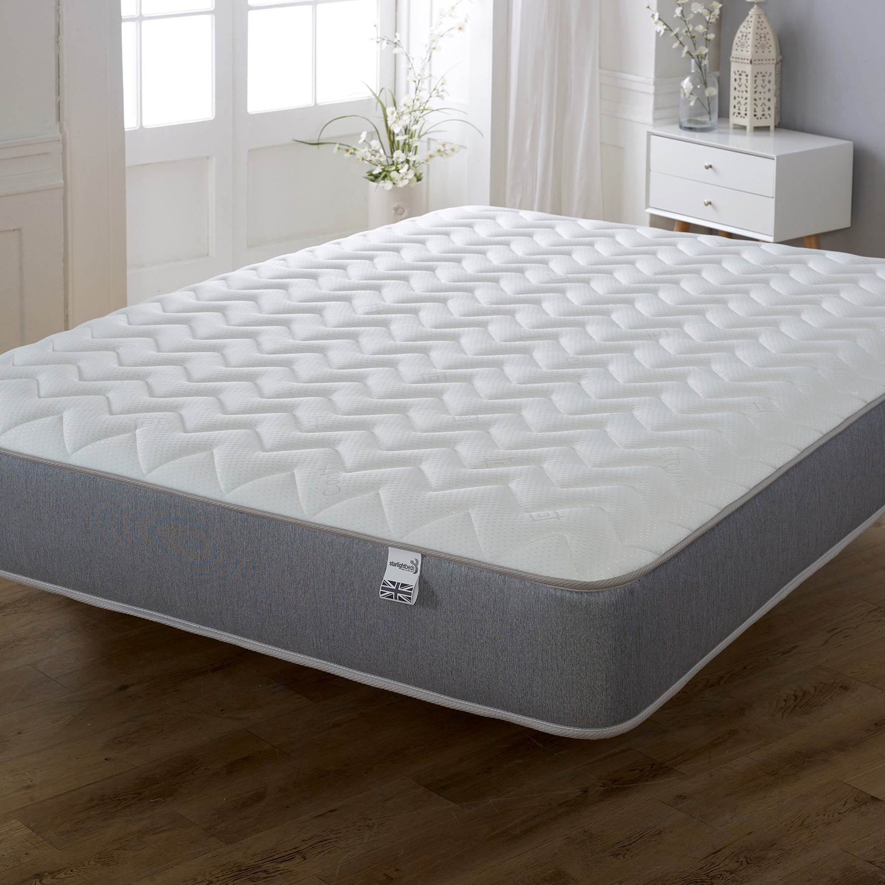 Starlight Beds Grey Zig-Zag Affordable Hybrid Memory foam with Open-coil Spring Mattress