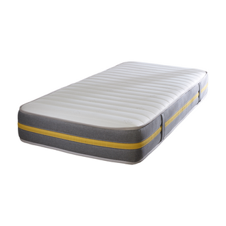 Starlight Beds™ 7" Deep Hybrid Memory Foam & Spring Mattress – Budget-Friendly Comfort. Grey, Yellow Band Design
