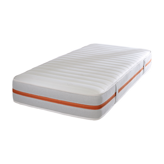 Starlight Beds™ 7" Deep Hybrid Memory Foam & Spring Mattress – Budget-Friendly Comfort. White, Orange Band Design