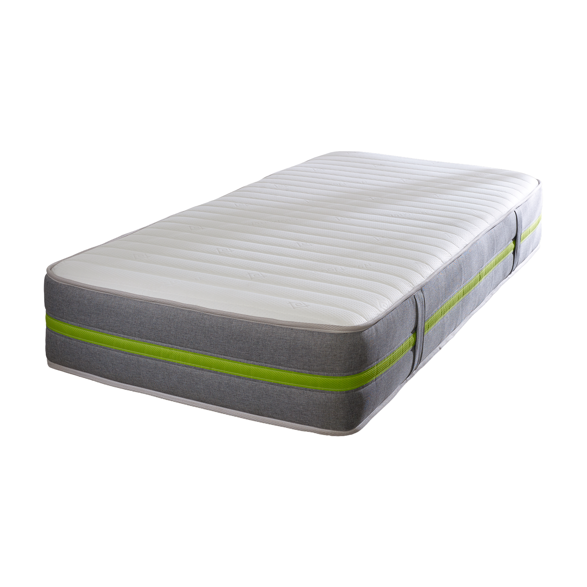 Starlight Beds™ 8" Deep Hybrid Memory Foam & Spring Mattress – Premium Comfort Grey Border, Green Band