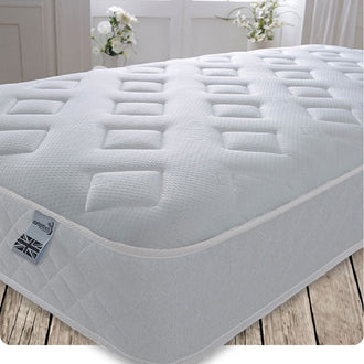 Starlight Beds 7.25" Deep Hybrid Diamond Quilted White Border with Memory Foam and Open Coil Spring Mattress
