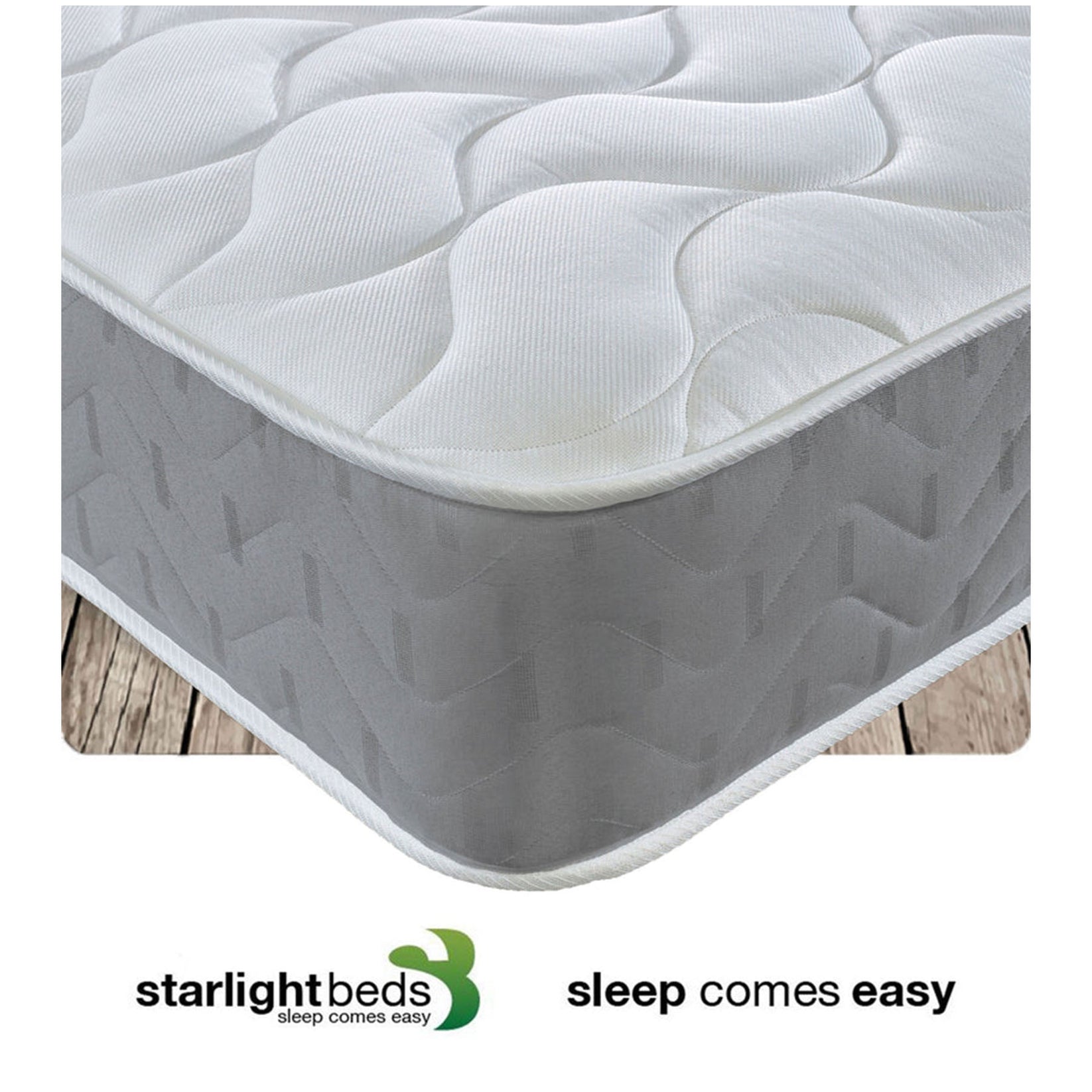 Starlight Beds - Grey Memory Foam Hybrid Sprung Open Coil Quilted Matt ...