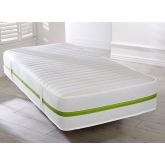 Starlight Beds 20cm Deep White and Green Border Quilted Memory foam and Open Coil Spring Mattress