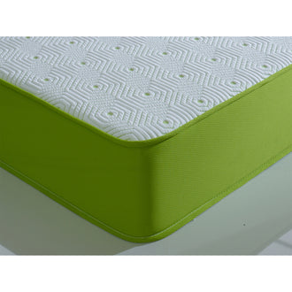 Starlight Beds™ 7" Deep Cool touch Luxurious soft Finish Memory Foam & Hybrid Spring Lime Green Border Mattress