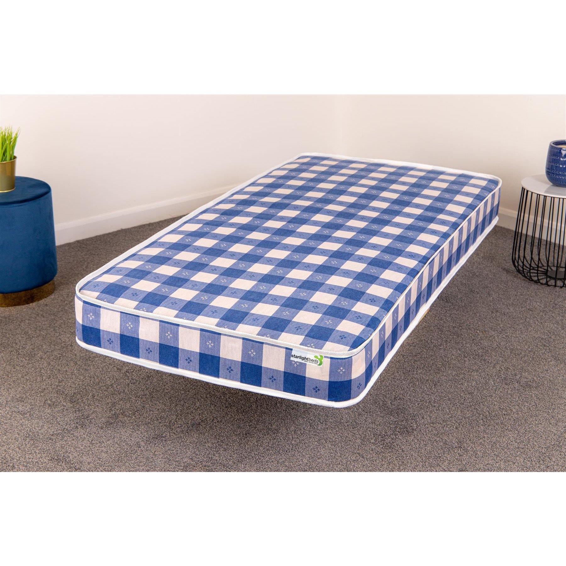 Starlight Beds Libra Budget Blue Check Open Coil Spring Mattress - Starlight Beds™